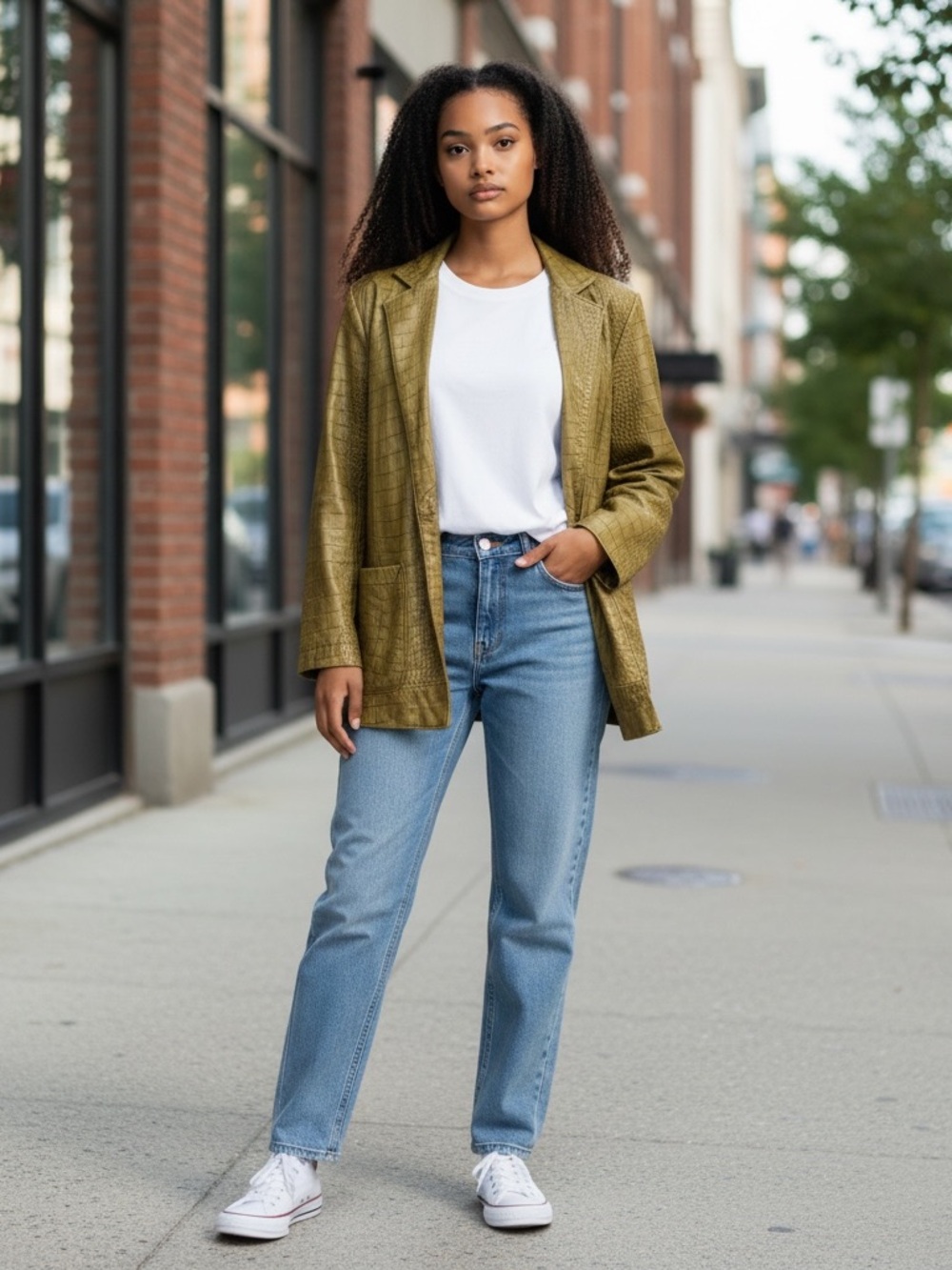 CHRISTIAN LAUREN 80s Suede Leather Jacket Textured VNTG Olive Green NY Buttery - Picture 3 of 11